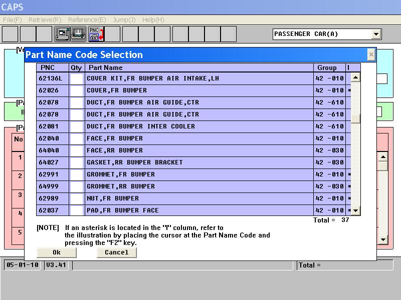 Mitsubishi Wincaps part name code 